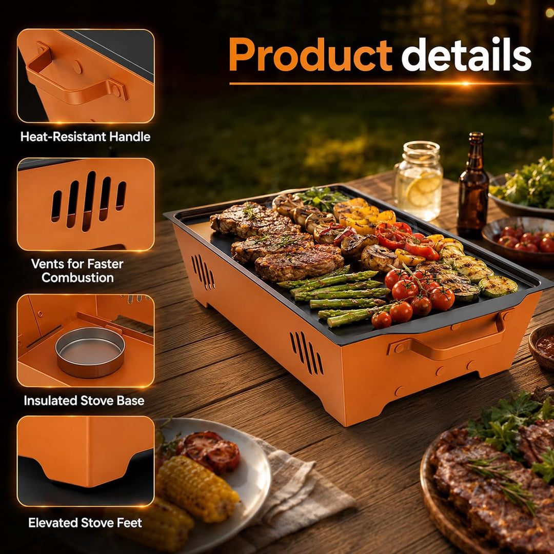 BBQ Warmhalteplatte, Warmhaltebehälter für Essen &amp; Grillgut, Grill Heizplatte aus Edelstahl mit Anti