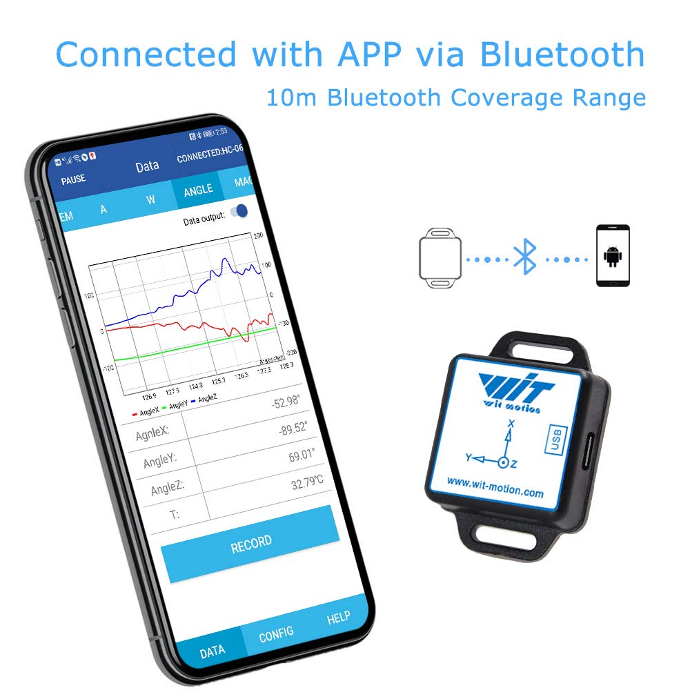 [Bluetooth-Beschleunigungsmesser+Neigungsmesser] BWT901CL MPU9250 Hochpräzises 9-Achsen-Gyroskop+Win