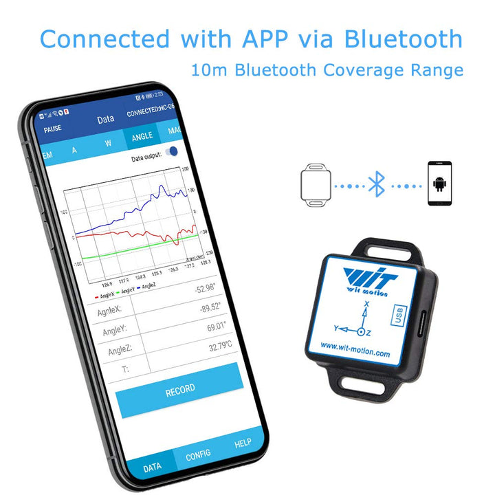 [Bluetooth-Beschleunigungsmesser+Neigungsmesser] BWT901CL MPU9250 Hochpräzises 9-Achsen-Gyroskop+Win