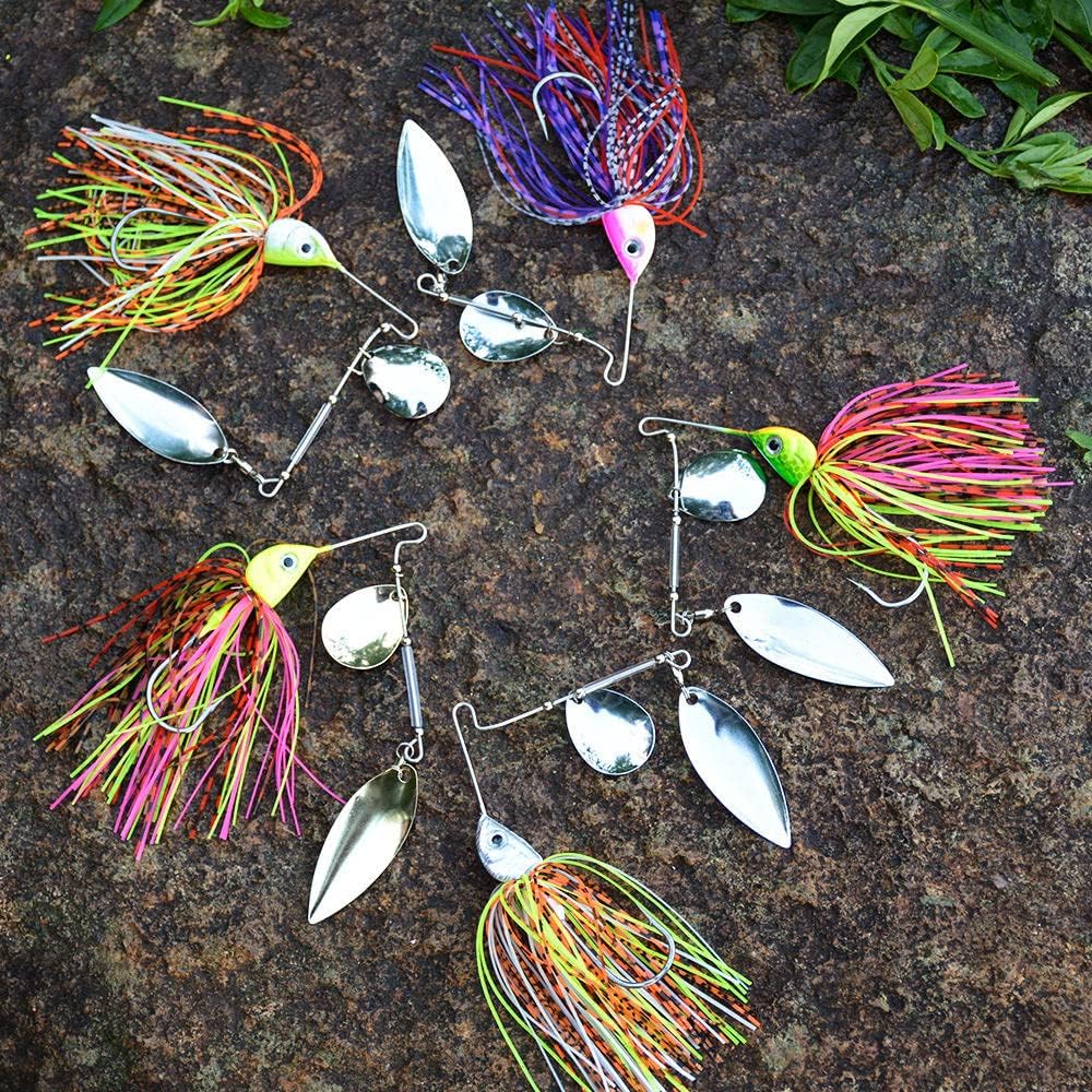 Chatterbait Set 5 Stück in Box 15g | Chattbait Hecht & Barsch Köder Set | Angel Kunstköder Hechtköde