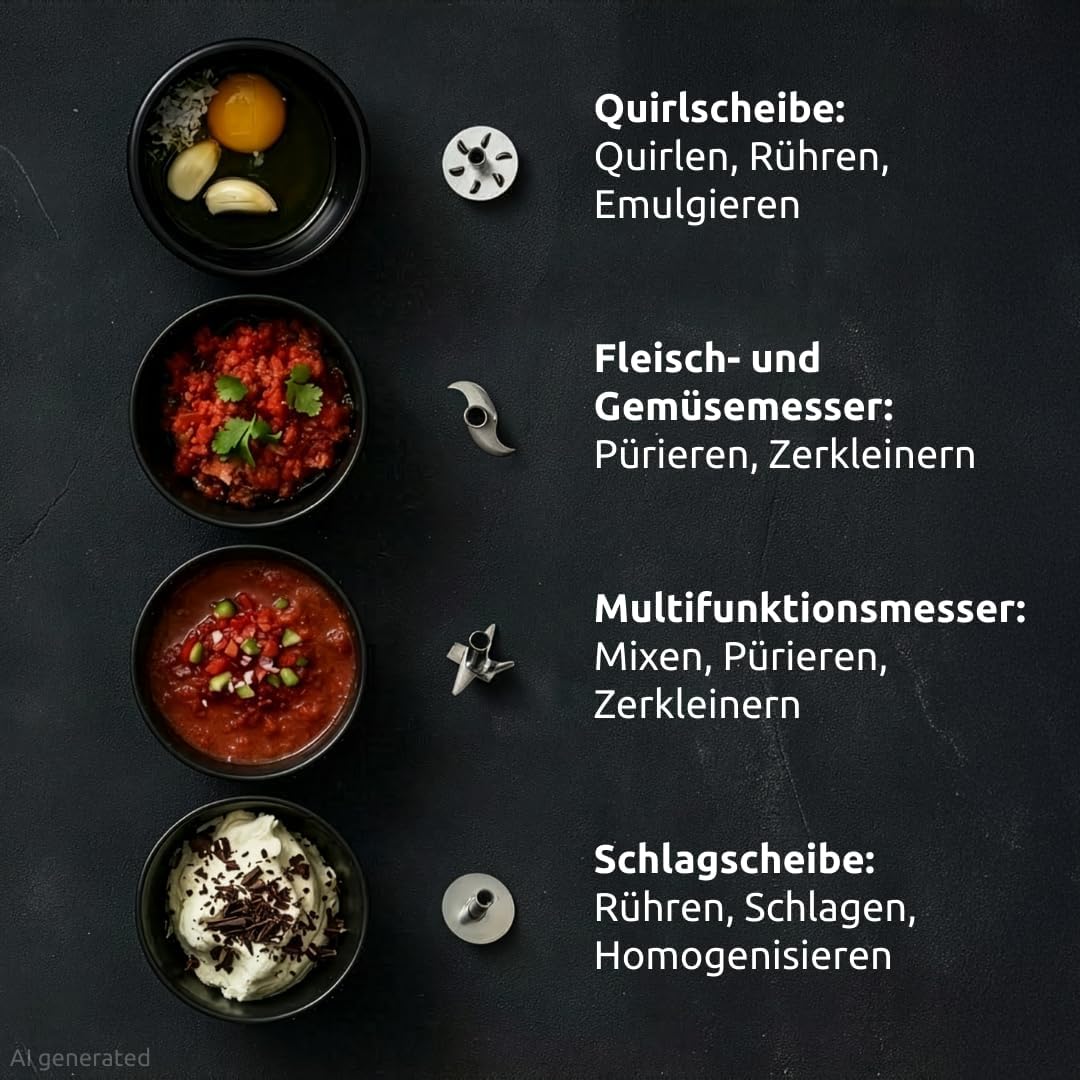 bamix Stabmixer Set M350 MAXX inkl. Ständer, 2 Becher, 4 Aufsteckteile, Processor, Spachtel, Reinigu