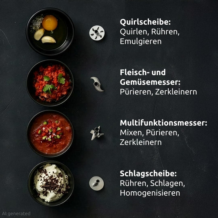 bamix Stabmixer Set M350 MAXX inkl. Ständer, 2 Becher, 4 Aufsteckteile, Processor, Spachtel, Reinigu