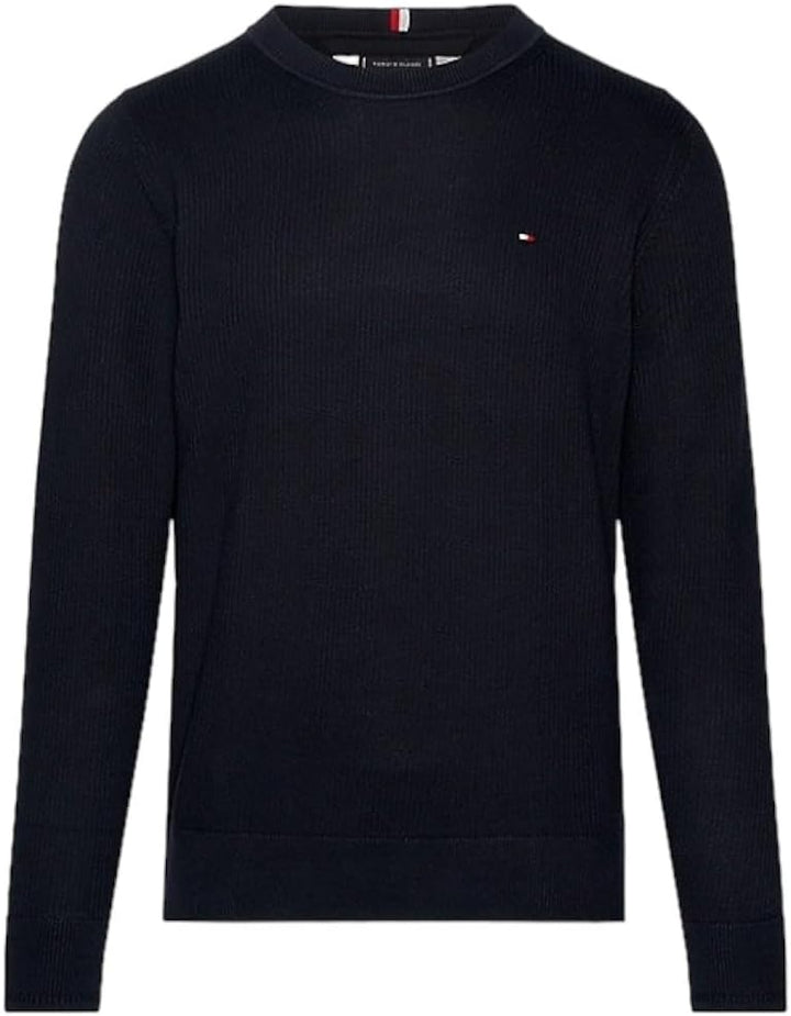 Tommy Hilfiger Herren Pullover Chain Ridge Structure C Neck Baumwolle S Blau (Desert Sky), S Blau (D