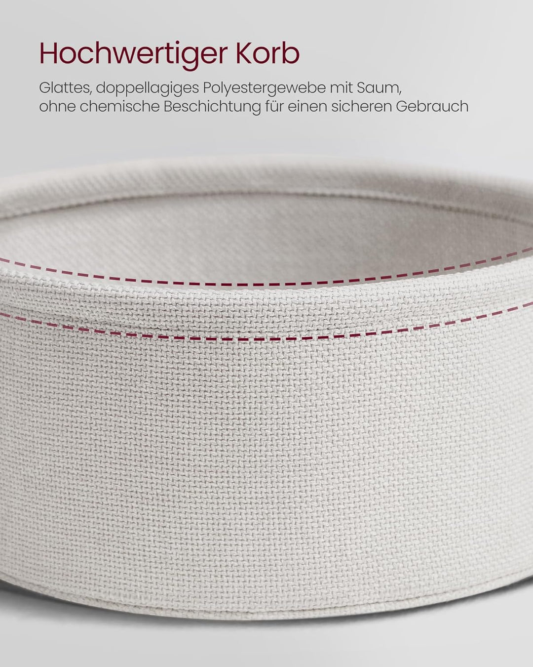 VASAGLE Couchtisch rund, Tisch mit Stauraum, Beistelltisch, Wohnzimmertisch mit Korb aus Stoff, mode