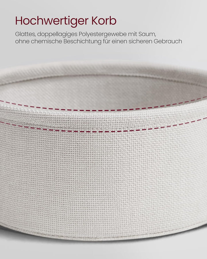 VASAGLE Couchtisch rund, Tisch mit Stauraum, Beistelltisch, Wohnzimmertisch mit Korb aus Stoff, mode