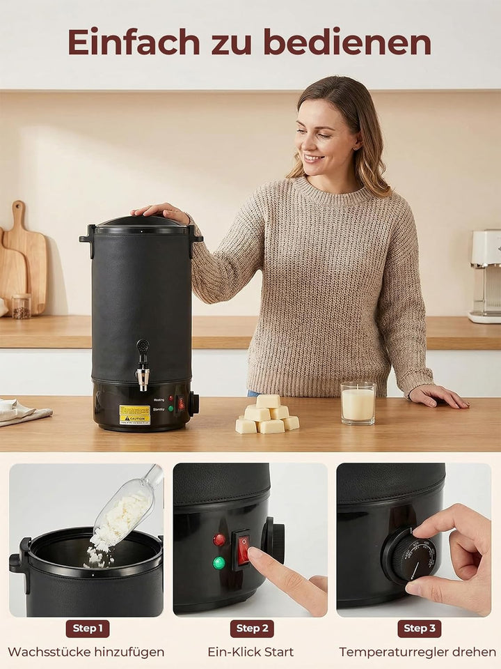 FOHERE Wachsschmelztopf, Kerzen Selber Machen Set, 1520W Edelstahl Kerzenherstellung Kit Komplettset