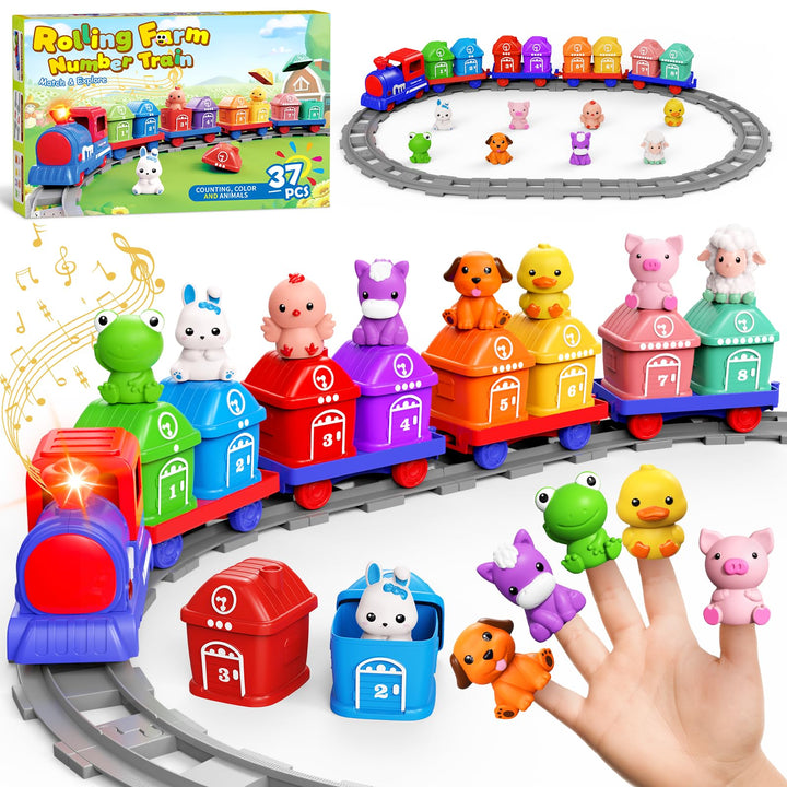Eisenbahn-Set für Kleinkinder, Lernspielzeug für 1, 2, 3 Jahre, elektrisches Eisenbahn-Schienenset m