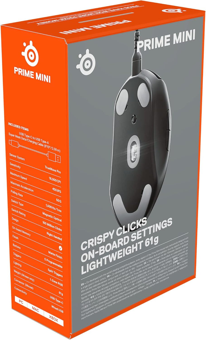 SteelSeries Prime Mini - Esports Leistung Gaming-Maus - Optisch-magnetische Schalter - Mini-Formfakt