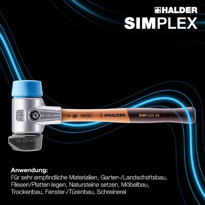 Simplex - Schonhammer, TPE-soft/Gummikomposition mit Standfuss; mit Aluminiumgehäuse und hochwertige