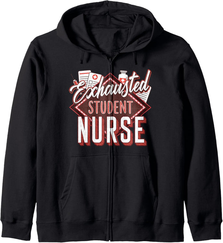 Krankenpflege erschöpft Student Krankenschwester Tag Schule Kapuzenjacke