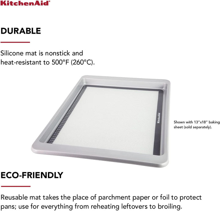 KitchenAid Silikon-Backmatte, 30,5 x 43,2 cm, Grau 12x17-Inch Grau, 43.2L x 30.5B cm Grau