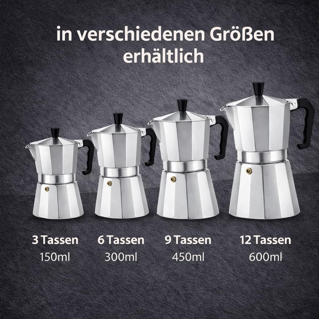 Espressokocher Induktionsgeeignet aus Aluminium – Mokkakanne für alle Herdarten – Zubereitung nach i