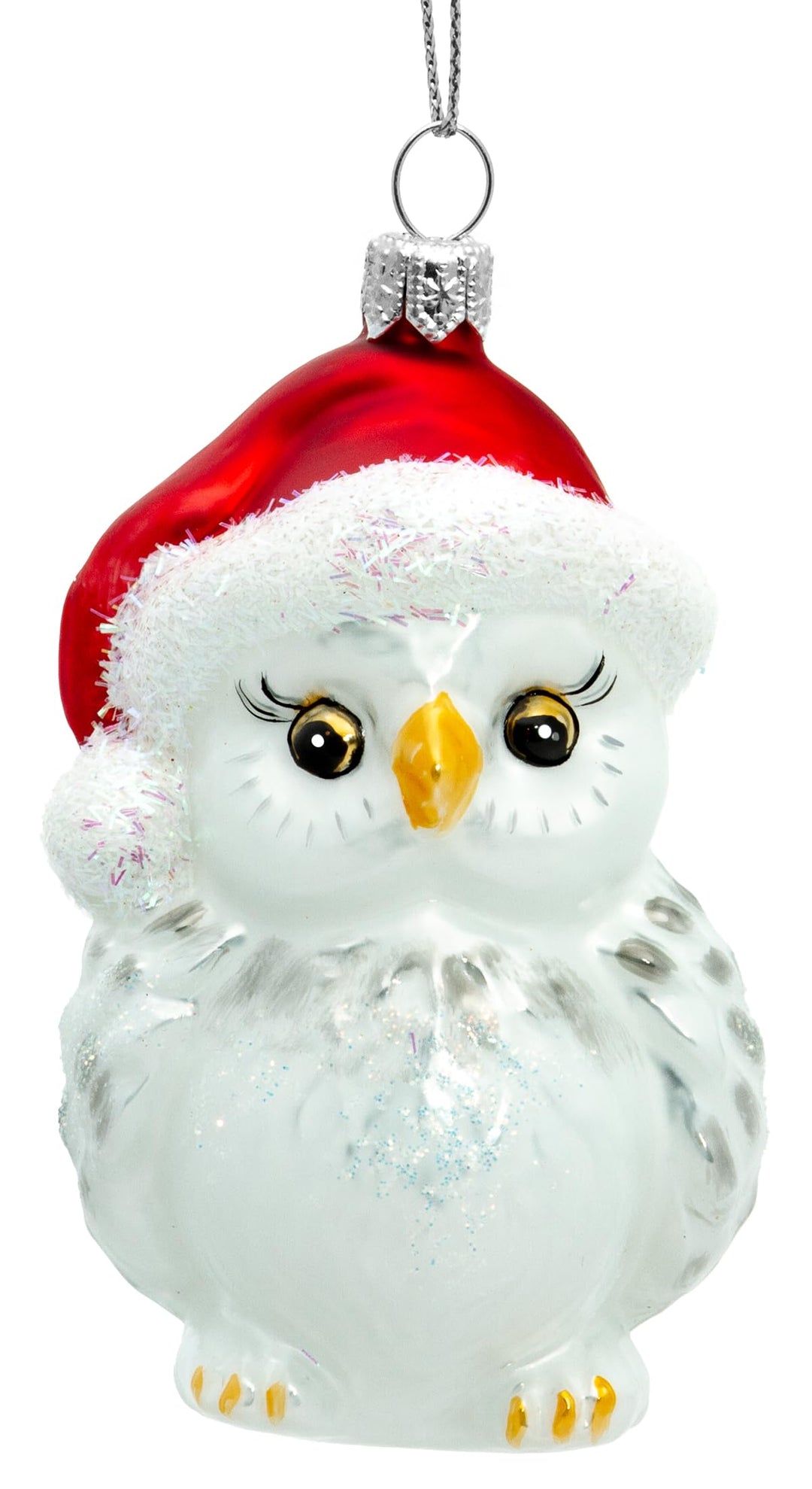 SIKORA Eule mit Weihnachtsmütze besondere Weihnachtskugel Glas Christbaumschmuck Deko Figur Weihnach