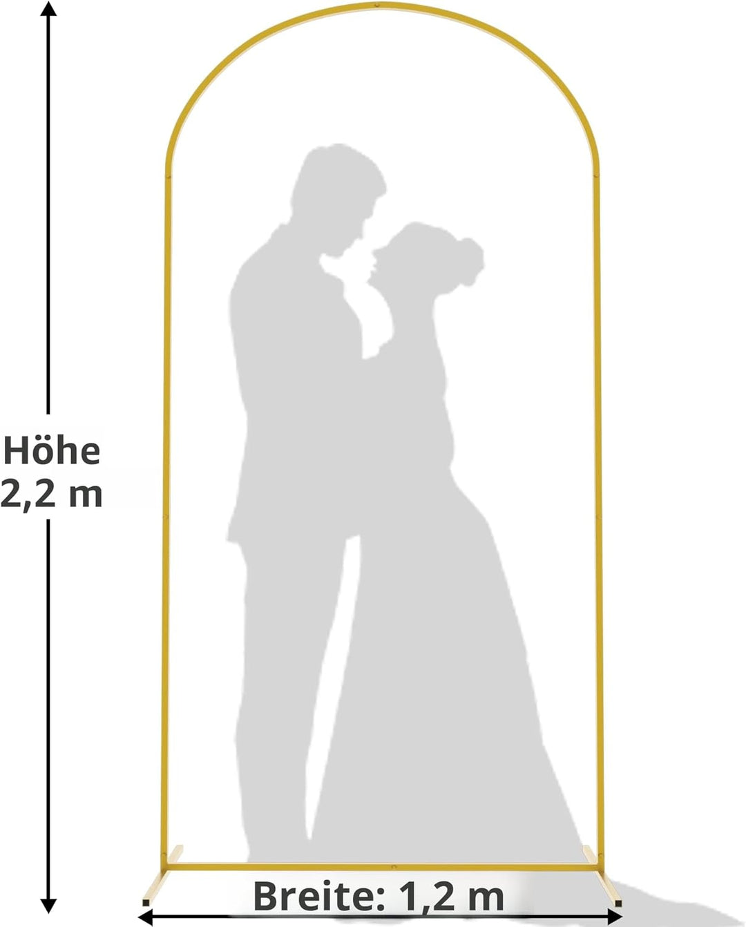 Wokceer 2.2 m Hochzeitsbogen-Hintergrundständer, quadratisch, goldfarben, Metallbogen, Hintergrund f