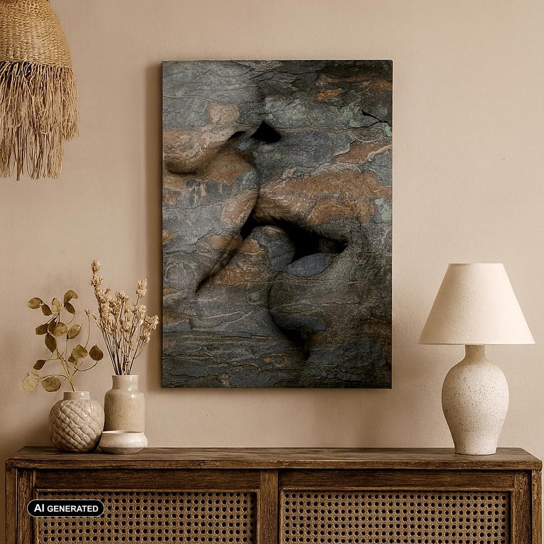 Bilder auf Leinwand Frau Mann Kuss Abstraktion Leinwandbild mit Rahmen 45x80cm Wandbilder Dekoration