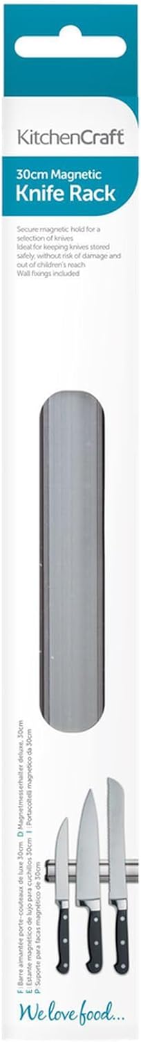 KitchenCraft Deluxe magnetischer Messerhalter, für die Wand, Montierbar, hält 8 Messer, 30 cm 31.5 x