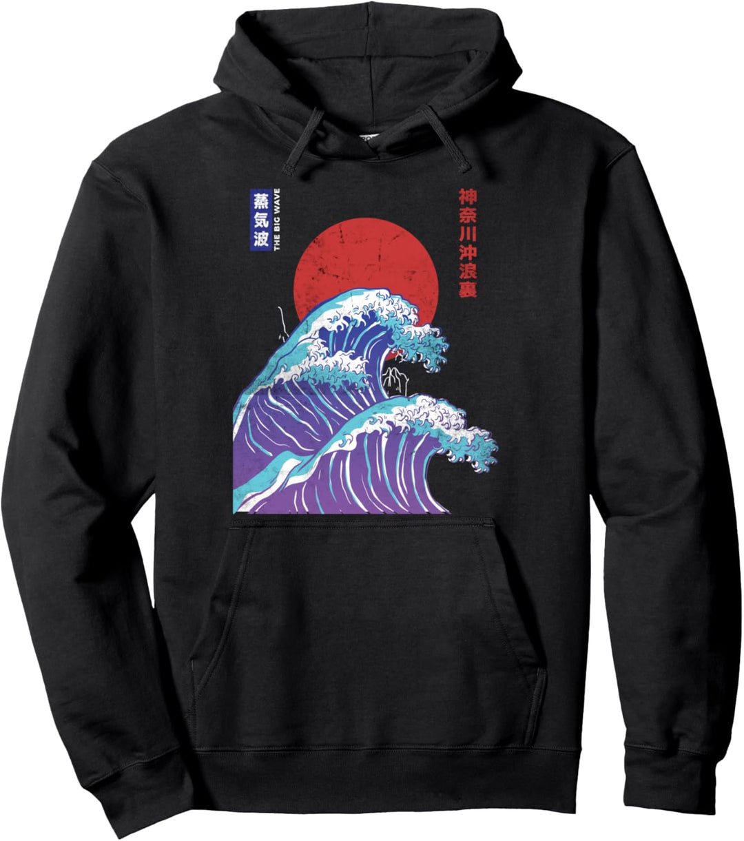 Big Wave Vaporwave Ästhetische 80er Jahre Anime Mode Streetwear Pullover Hoodie