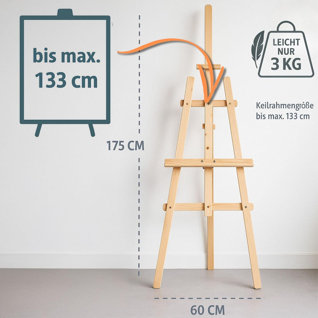 Staffelei Holz gross Leinwand Ständer 175 cm (2 stück) - Holzständer für Sitzplan Hochzeit Canvas Pa