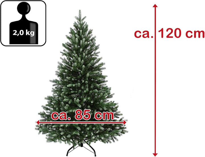 BB Sport Luxus Christbaum 120 cm Dunkelgrün-Puderzucker künstlicher Weihnachtsbaum PE/PVC Spritzguss