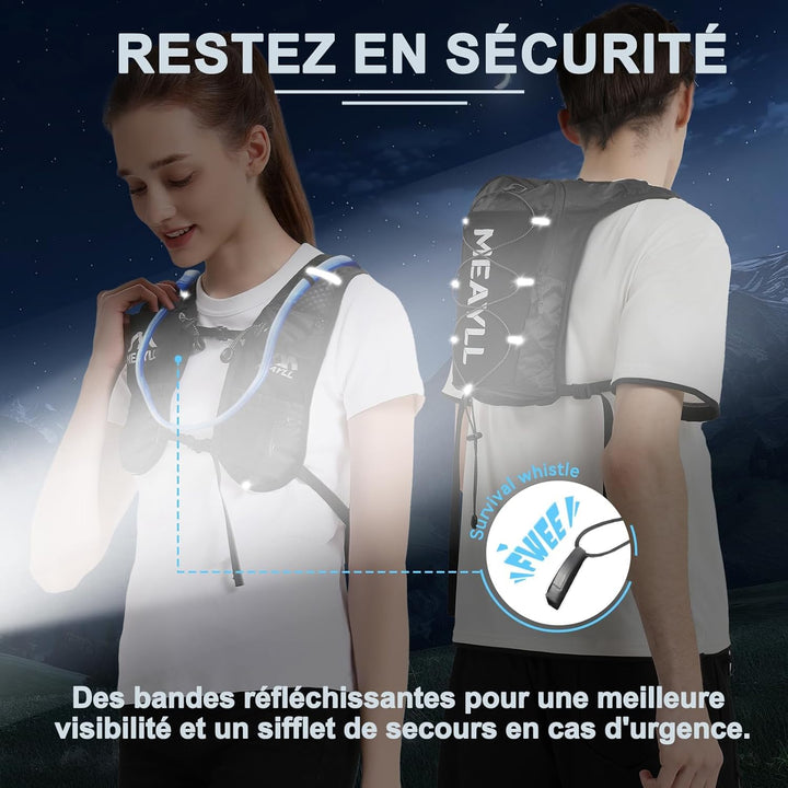 Laufweste für Damen & Herren mit 500 ml TPU Trinkflasche – Leichter und bequemer Laufrucksack, 7 L V