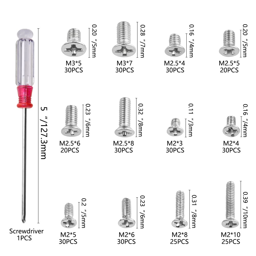 330 Stück 12 Arten M2 M2.5 M3 Laptop Notebook Schrauben Set Edelstahl Flachkreuz Linsenkopf Schraube
