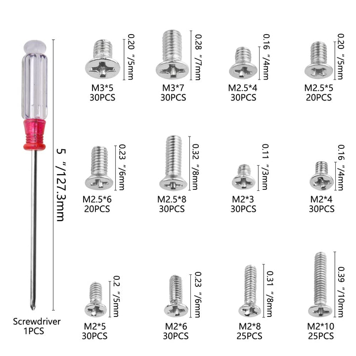 330 Stück 12 Arten M2 M2.5 M3 Laptop Notebook Schrauben Set Edelstahl Flachkreuz Linsenkopf Schraube