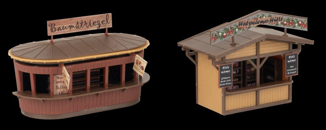 FALLER 134006 H0 2 Weihnachtsmarktbuden mit beleuchtetem Weihnachtsbaum Spurweite H0