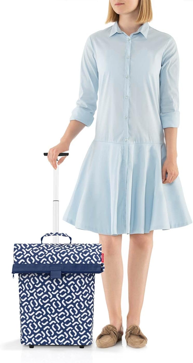 reisenthel Trolley M in Signature Navy, Rahmen: Silber – Praktischer Shopping-Trolley mit viel Staur