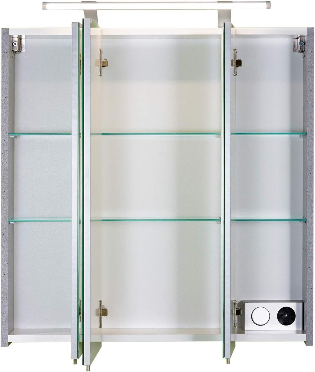 Schildmeyer 127398 Spiegelschrank, 70 x75 x 16 cm, steingrau 70 cm Single, 70 cm Single