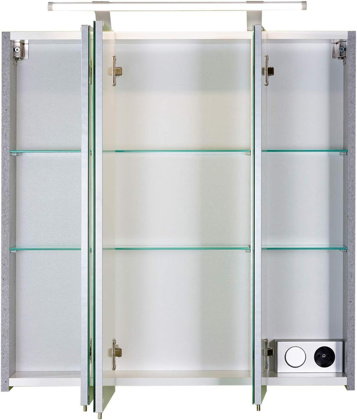 Schildmeyer 127398 Spiegelschrank, 70 x75 x 16 cm, steingrau 70 cm Single, 70 cm Single