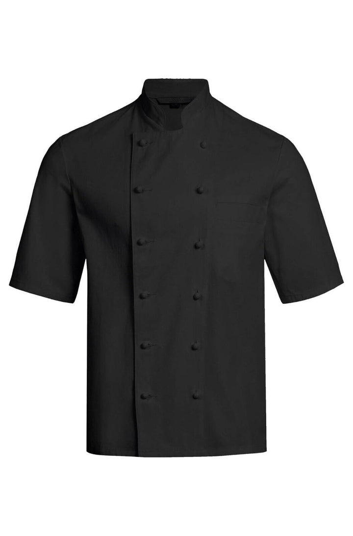 Greiff Gastro Moda Cuisine Herren Premium-Kochjacke Kurzarm Regular-Fit XL Schwarz, XL Schwarz