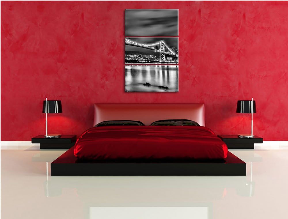 Pixxprint Lions Gate Bridge Vancouver als Leinwandbild/Grösse: 3 Teilig (120x80 cm) cm/Wandbild/Kuns