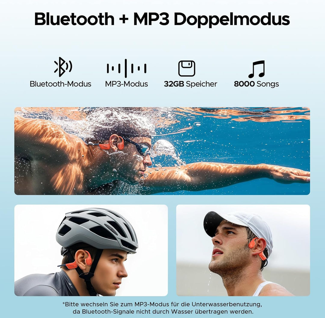 DOOGEE Knochenschall Kopfhörer, IP68 Wasserdicht Schwimmen Kopfhörer, Bluetooth 5.4 Sportkopfhörer,