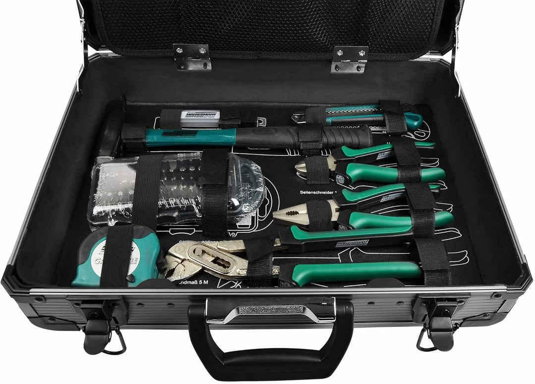 Brüder Mannesmann Alu-Werkzeugkoffer, 133-teilig - Werkzeugset mit Werkzeug aus Chrom-Vanadium-Stahl
