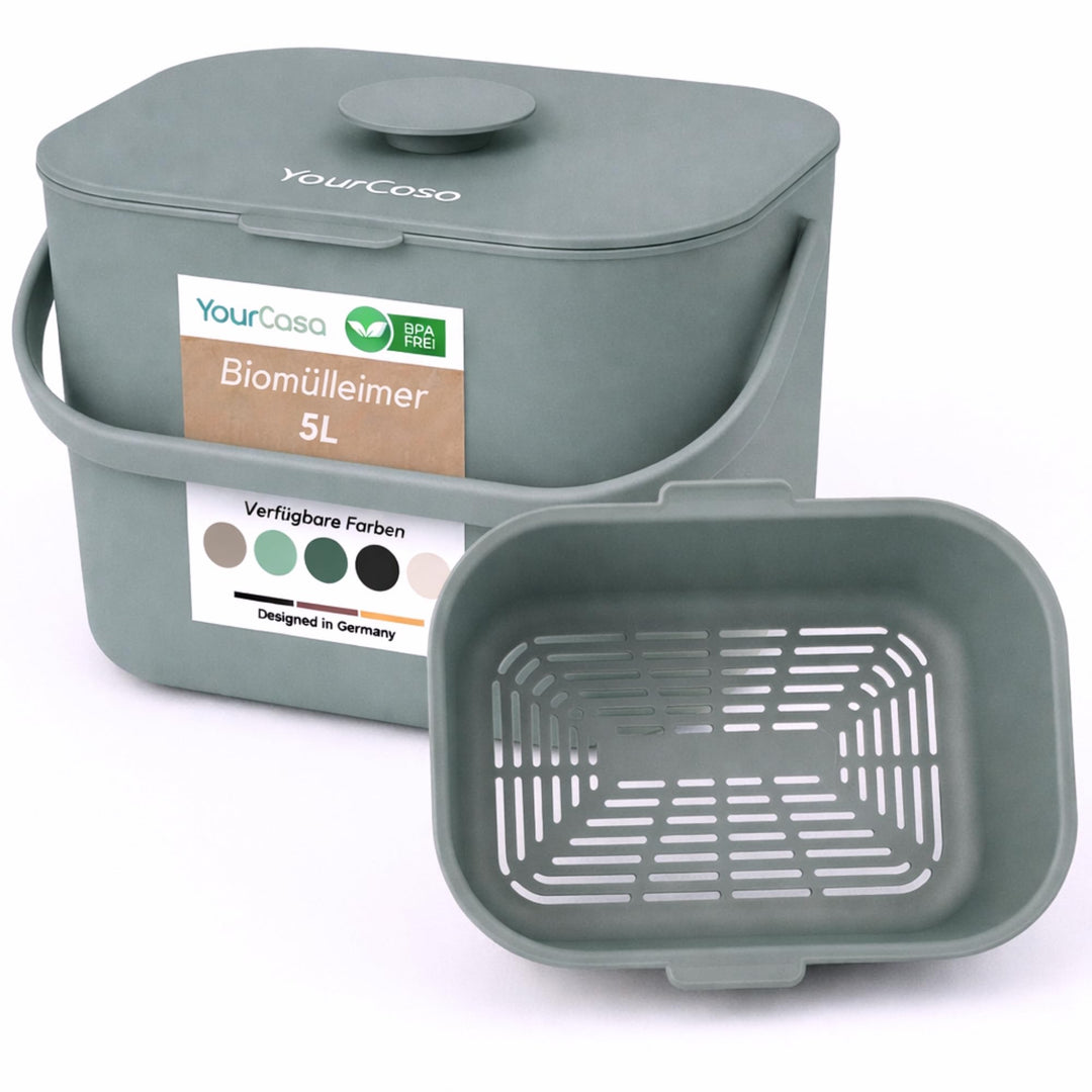 YourCasa Biomülleimer Küche 5L - Komposteimer für alltäglichen Biomüll Behälter - Spülmaschinenfest