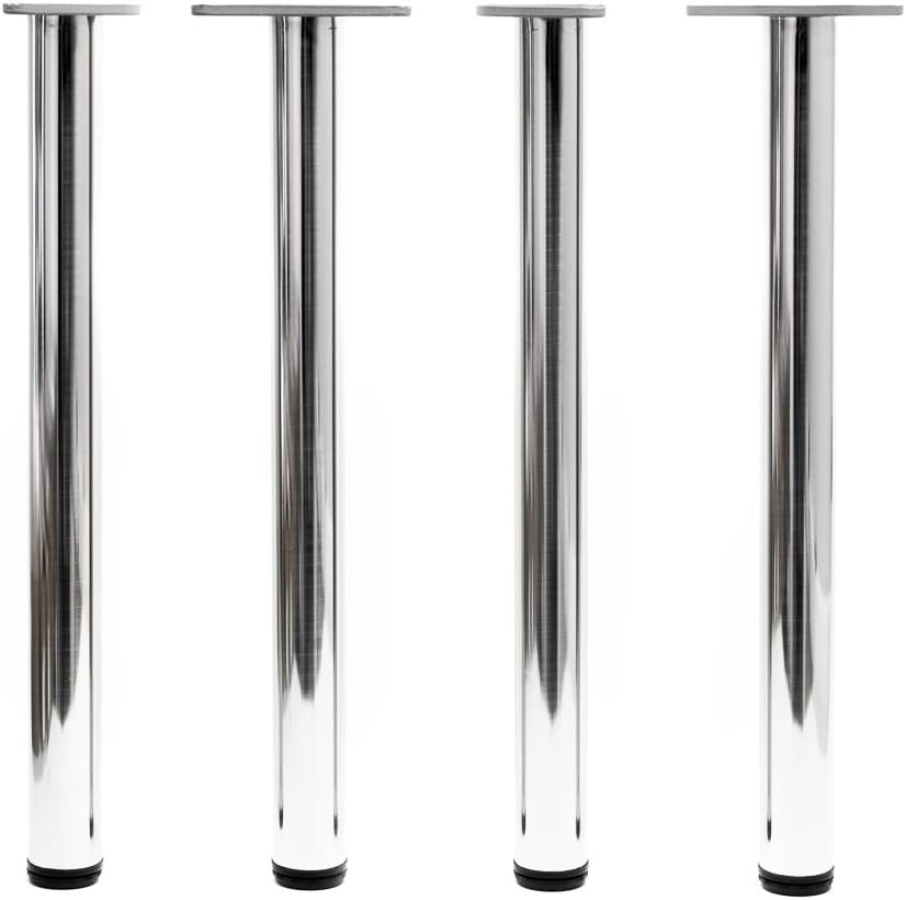 Wiltec Edelstahl Tischbein 4er Set Möbelfuss Verstellbar Ø60mm 710mm Nickel Nickel 710 mm, Nickel 71