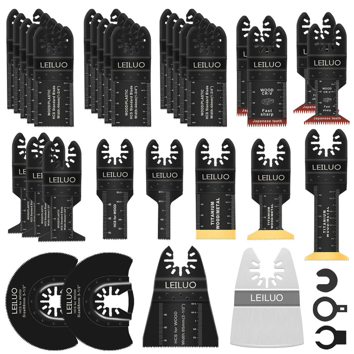 LEILUO 34-tlg Zubehörset für Oszillierende Multitools Ideal für Holz Nägel und Trockenbau Universell