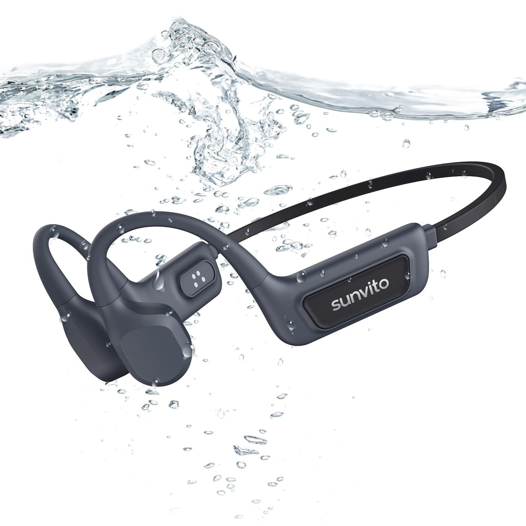 sunvito Knochenleitungs-Schwimmkopfhörer, Drahtlose IPX8 wasserdichte Kopfhörer, Bluetooth 5.4 Offen