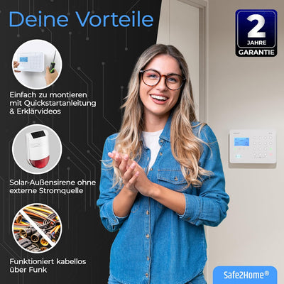 Safe2Home SP210 Basis Funk Alarmanlagen - EINZELNE ZENTRALE - mit Sabotageschutz – WiFi/GSM/SMS Alar