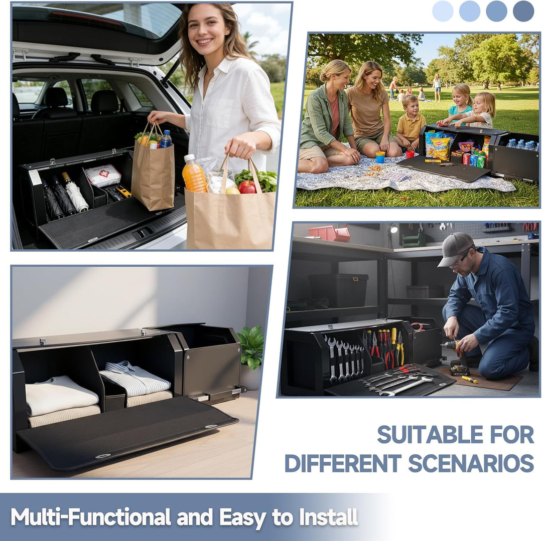 XCF Auto Kofferraum Organizer mit Deckel – Modulares 2-in-1 Aufbewahrungsbox Gross XXL | Stabiler Zu