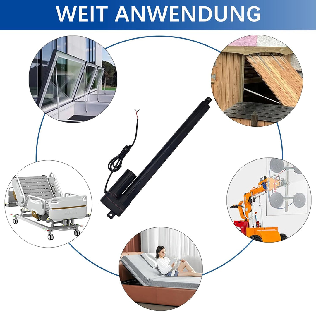 Jvnvlki 200mm Hub 3000N Linearantrieb 12V Linear Actuator Linearmotor 5mm/s Mit Montagebügeln für Li