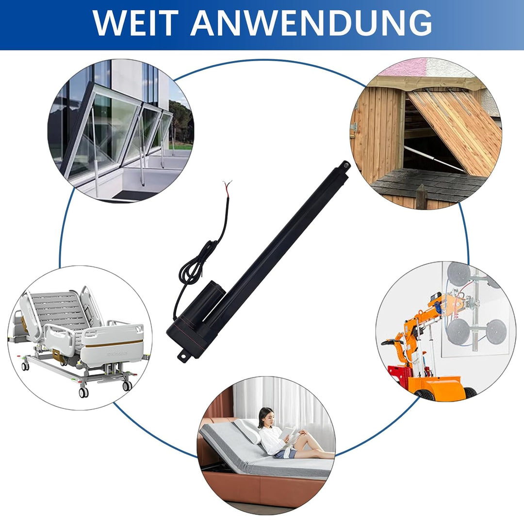 Jvnvlki 3000N 50mm Hub Linearantrieb 12V Linearmotor Linear Actuator 5mm/s Mit Montagebügeln für Sch