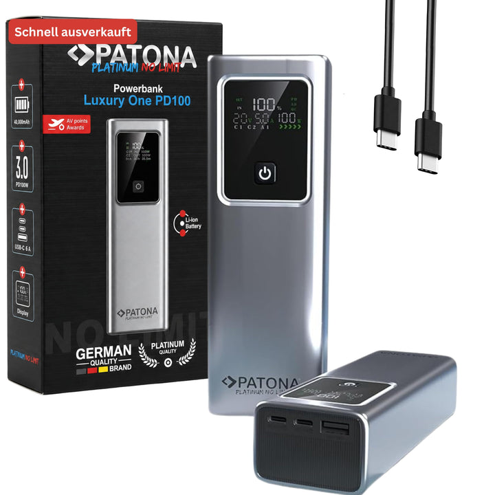 PATONA Platinum Powerbank 20.000mAh PD100W | 74Wh Power Bank mit Li-Ion Batterie | Schnellladung | 2