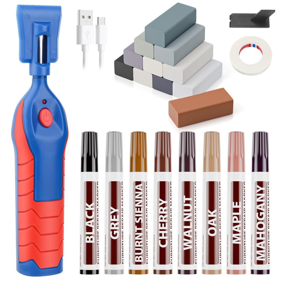 Laminat Reparaturset, 11 Farben Vinylboden Reparaturset mit Wärmestift Parkett Möbel Hartwachs Repar