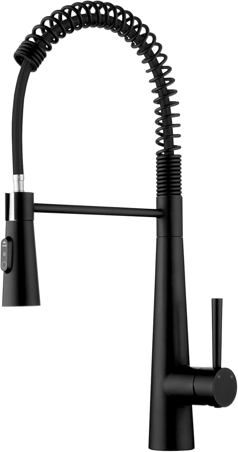 CECIPA Wasserhahn Küche Schwarz, Küchenarmatur mit Herunterziehen Brause und 3 Strahlarten, Armatur