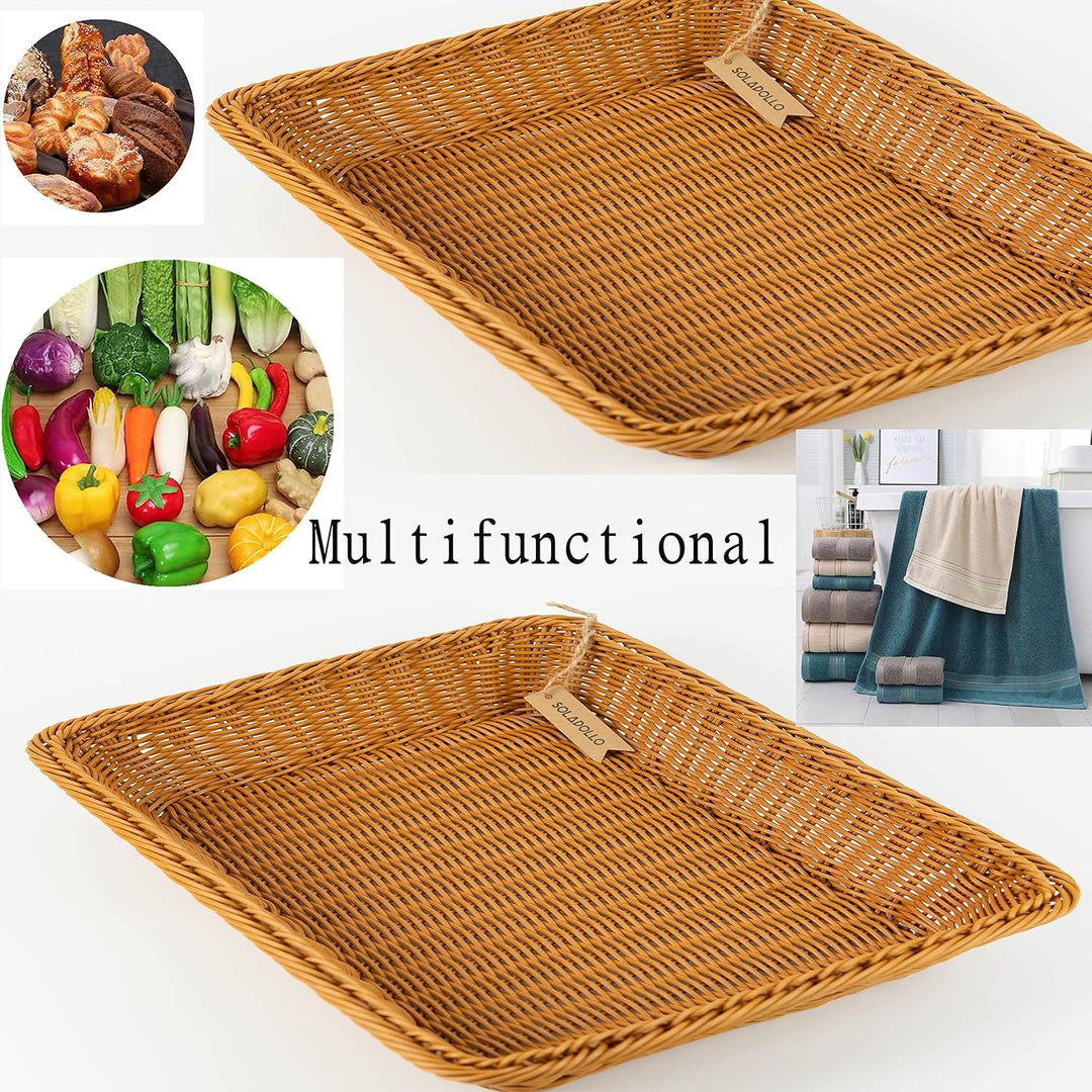2 Packungen 15,7 Zoll Brotkörbe zum Servieren,Rechteckige Körbe zur Aufbewahrung,Weidenkörbe (Grosse