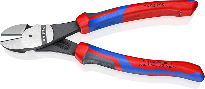 Knipex Kraft-Seitenschneider schwarz atramentiert, mit Mehrkomponenten-Hüllen 200 mm (SB-Karte/Blist