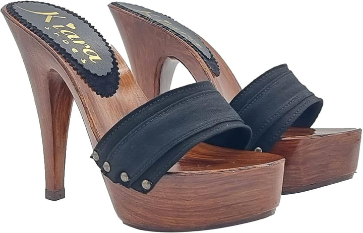Schwarze Clogs für Frauen mit sehr hohen Absätzen - K9201 Nero (41 EU, SCHWARZ) 41 EU Schwarz, 41 EU