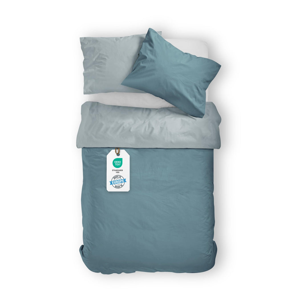 BLUE MOON Premium Bettwäsche 140x200 cm Satin 100% Baumwolle Wendebettwäsche - Made in EU - 1x Bettb