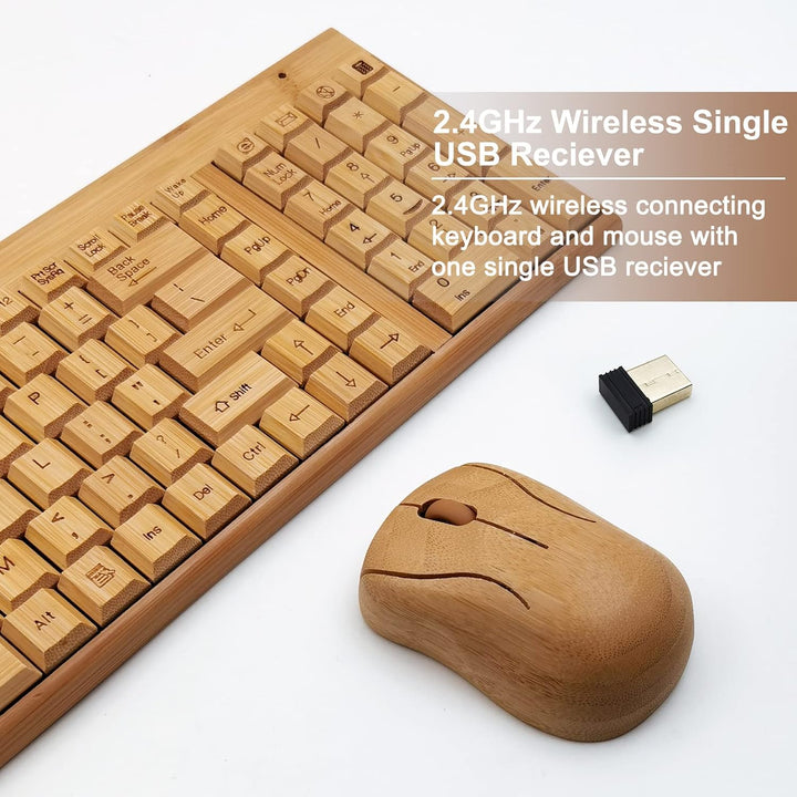Smart Tech Handarbeit Natur Bambus Holz PC Wireless 2,4 GHz Tastatur und Maus Combo + Smart Tech Tou